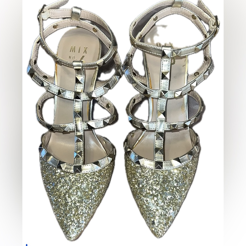Glittery Gold Strappy Heels